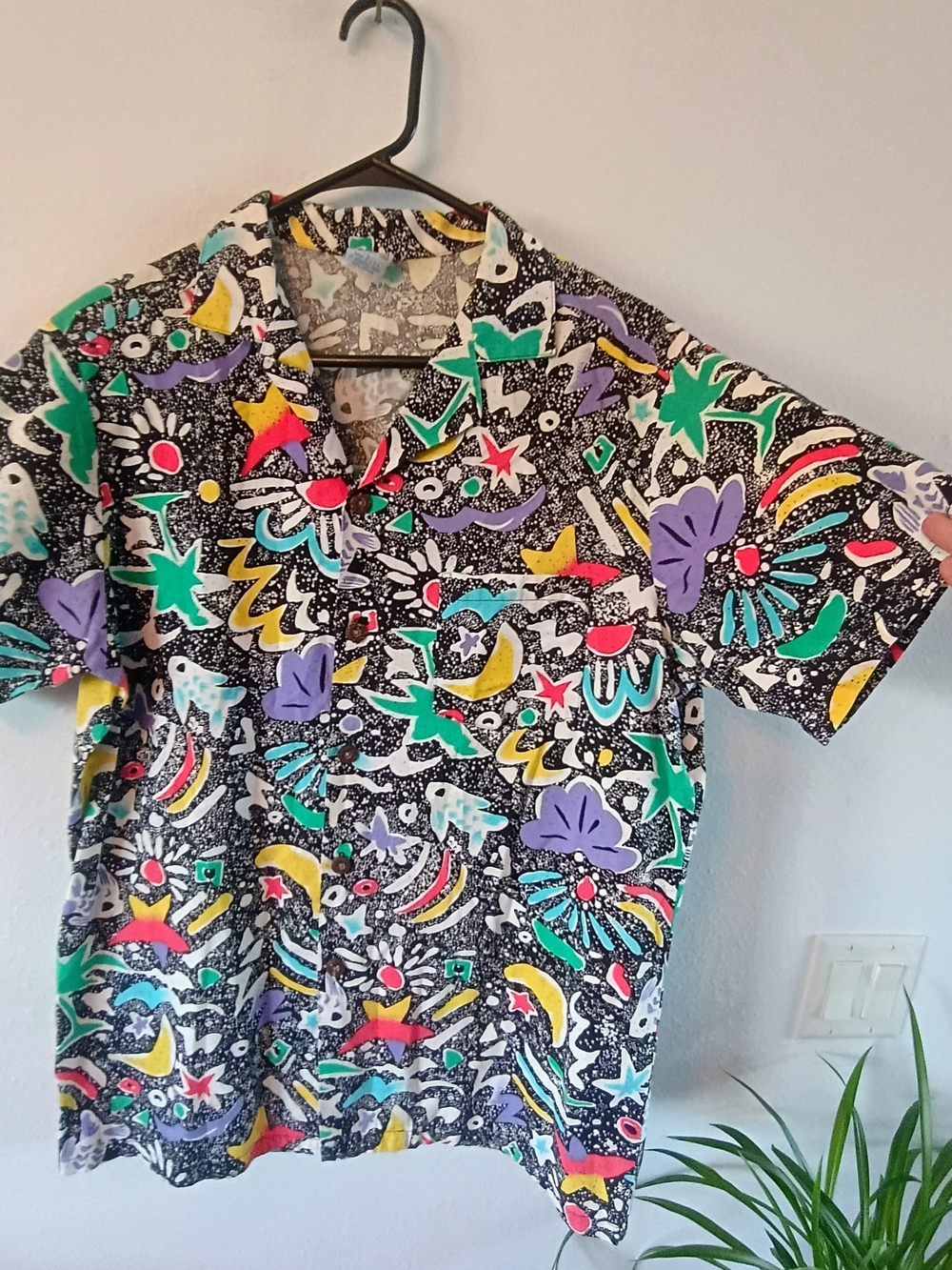 Vintage Sea & Ski Tropical Abstract Hawaiian Camp Shirt USA Cotton Women's L - Picture 2 of 7